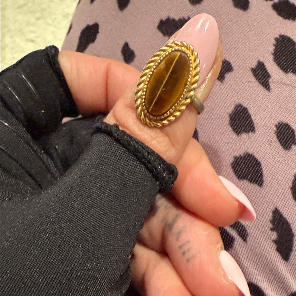 vintage oval tiger eye ring 10k gf espo - Picture 7 of 8